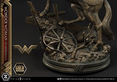 Socha Wonder Woman Wonder Woman na koni zlaté provedení 138 cm