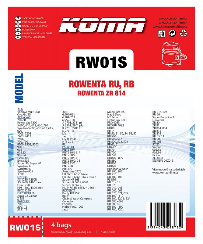5 Staubsaugerbeutel für Rowenta RU 05 RU 06 Staubbeutel Filtertüten RU 07