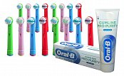 NK06 - 16 Stück Ersatzbürstenköpfe KOMA NK06 Braun Oral-B Kids + Zahnpasta Oral B Pro, Gumline Pro-Purify