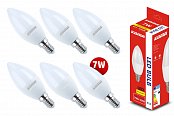 E14 - 6 Stück LED Birne 7W KOMA E14, Kerze, 230V, 560lm, 30000h, 6500K kaltweiß